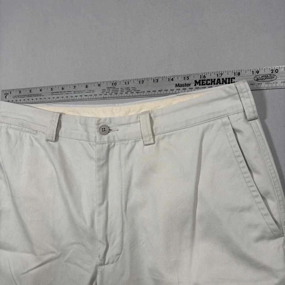 LL Bean Chino Pants Mens 38x34 (fits 37) Stone Khaki Cotton Twill Flat Front